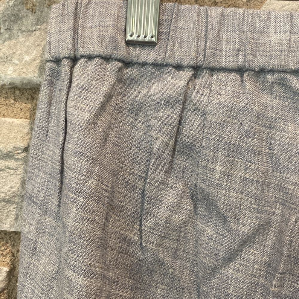 Theory Linen Blend Gray Slim Fit Cropped Capri Trouser Pants 2 - Picture 4 of 6